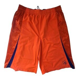 AND1 Mens Large Orange Navy Blue Mesh Basketball Shorts Athletic Drawstring L